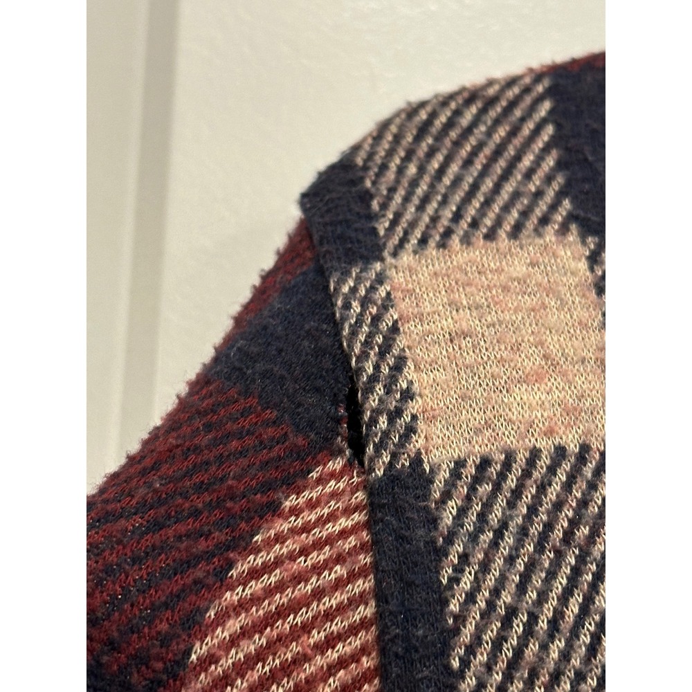 Faherty Legend Sweater Shirt Womens Medium Red Navy Plaid Button Down FLAW - Picture 5 of 8